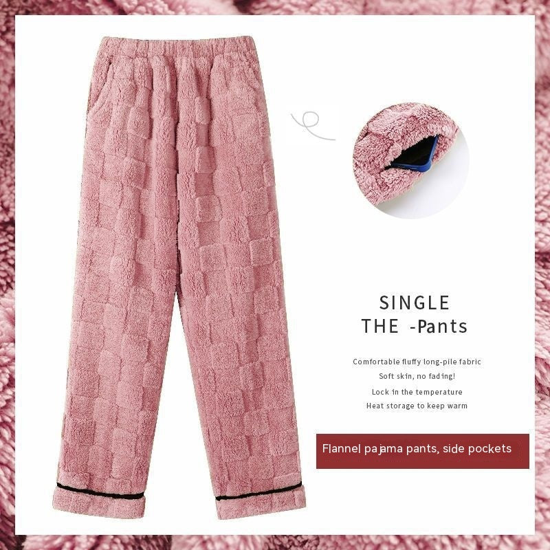Women's Flannel Thickened Warm Home Pants
