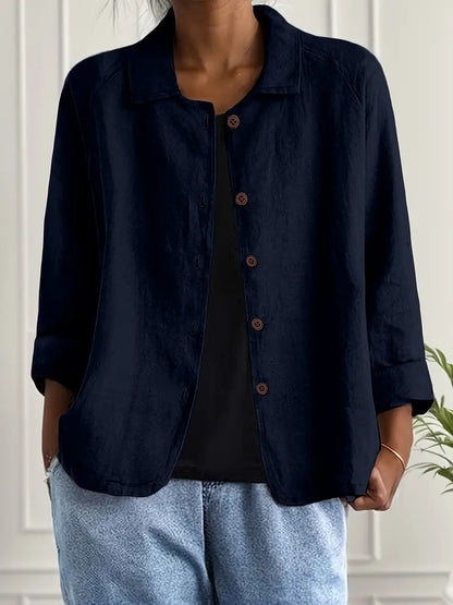 European And American Cotton And Linen Shirt Women's Casual Slimming Cardigan Coat