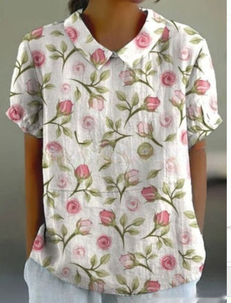 Digital Printing Loose Casual Women's T-shirt Polo Shirt