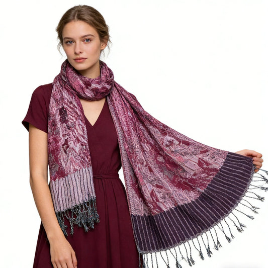 2pcs Glamorous Dinner Accessory Rich Jacquard Texture Catches Light Evening Jacquard Scarf,Luxe Look For Evening Wear,Scarf,vacation,daily Life,evening Party,Office Appropriate Subtlety For Women Men