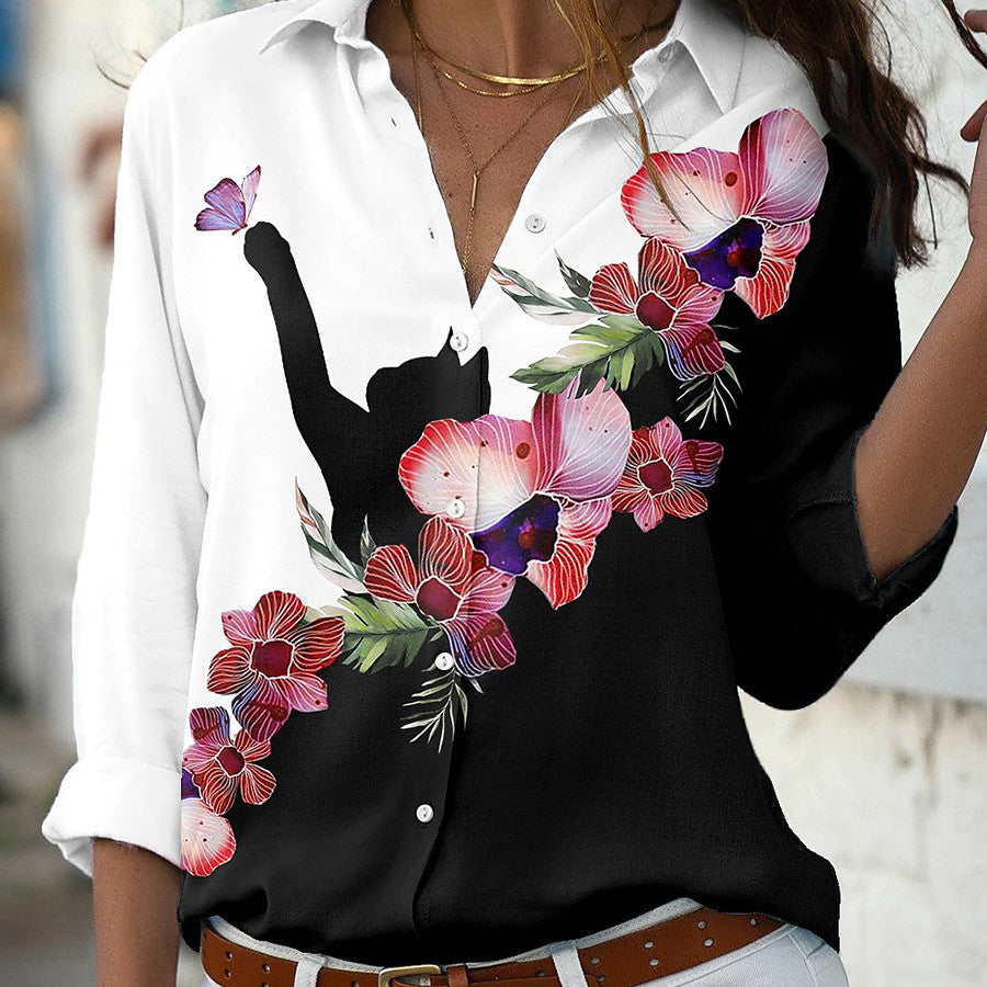 Women's Loose Lapel Long Sleeve Single Breasted Shirt
