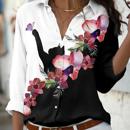 Women's Loose Lapel Long Sleeve Single Breasted Shirt