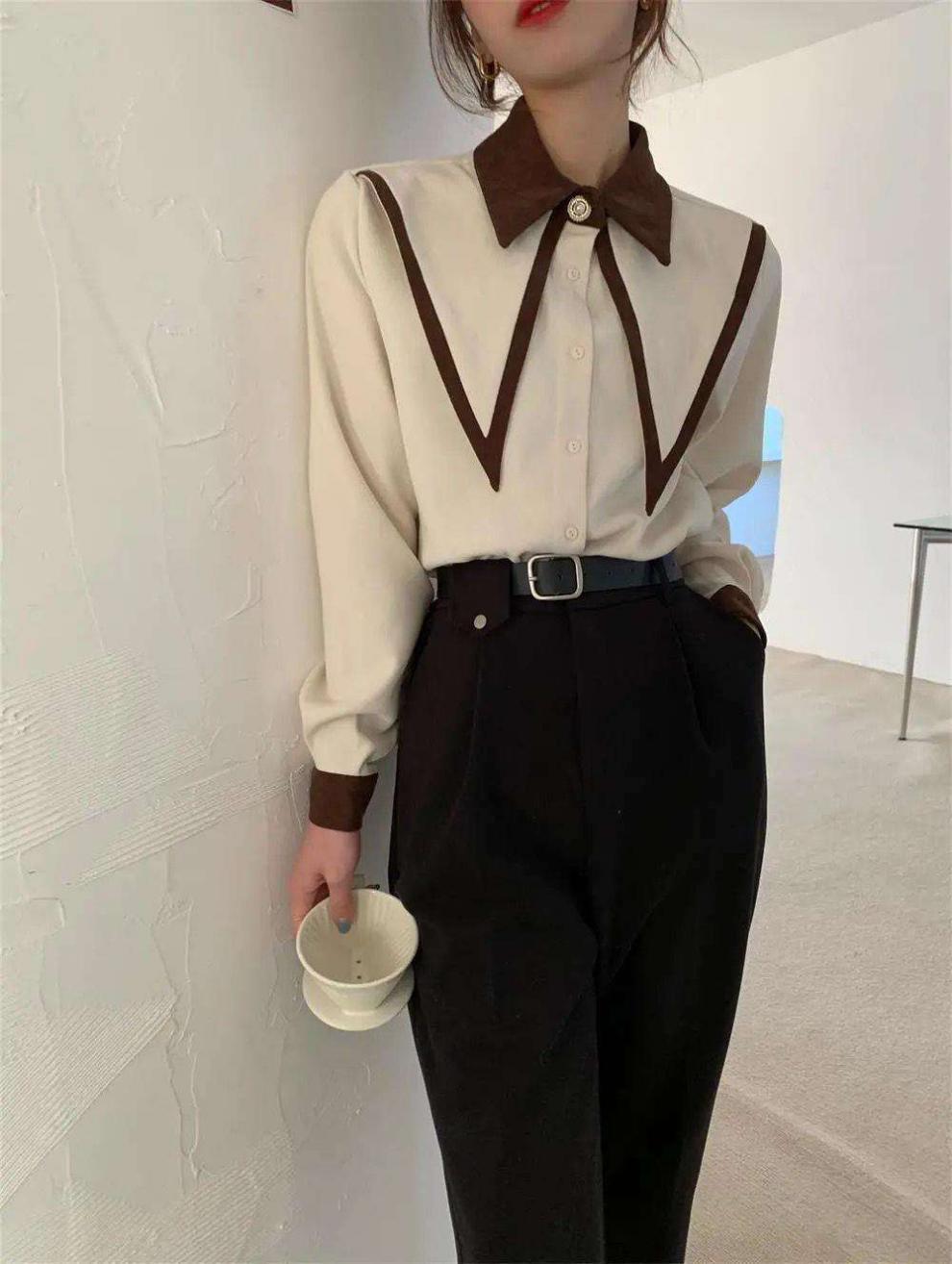 Women's Summer Short Long Sleeve Shirt With Square Collar
