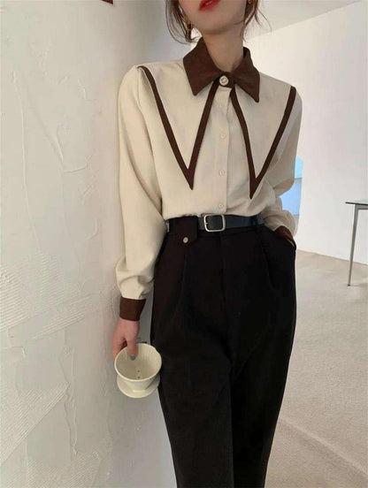 Women's Summer Short Long Sleeve Shirt With Square Collar