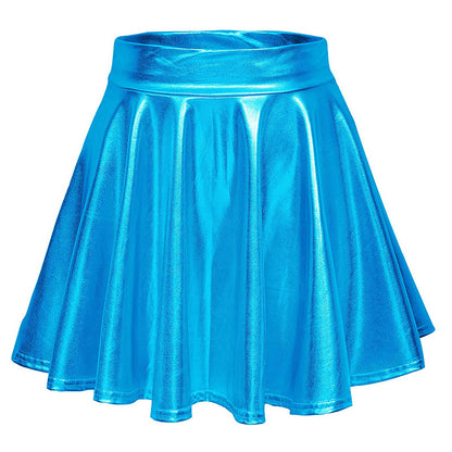 Cos Halloween Performance Costume Shiny Horn Pleated Mini Skirt