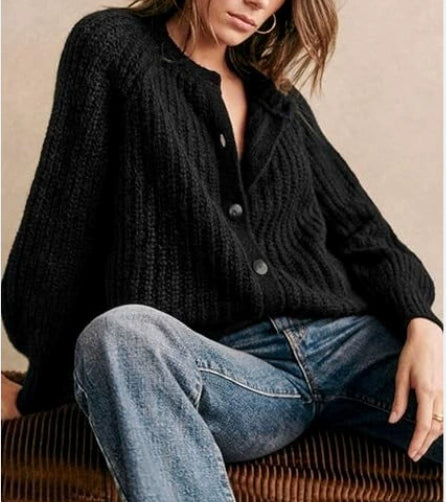 Fashion Round Neck Knitted Cardigan For Women