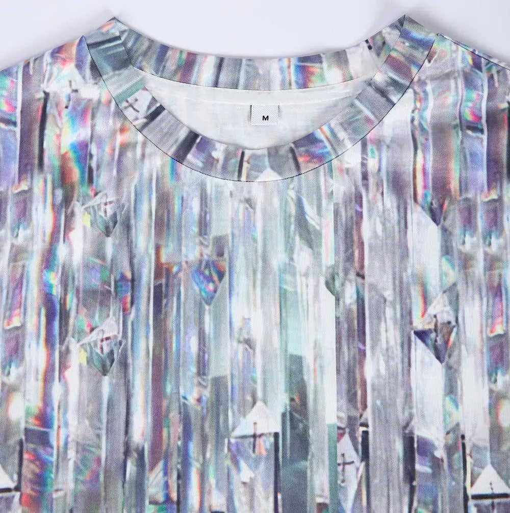 Women's Long Sleeve T-Shirt 3D Printing Shiny Diamonds