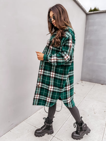 Autumn And winter Long-sleeved Plaid Printed Shirt Jacket
