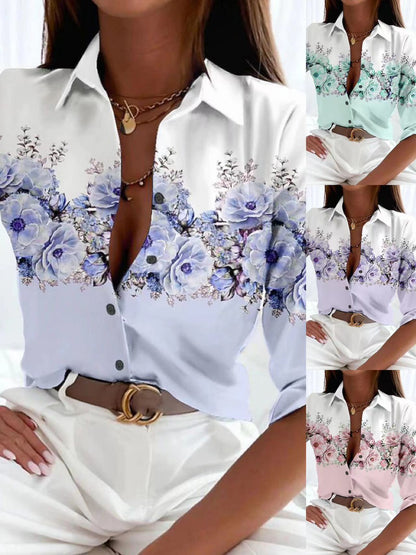 Fashion Floral Print Long Sleeve Shirt