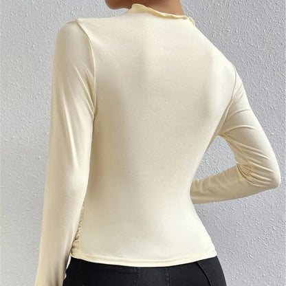 Women's Fashion Casual Solid Color Slim Bottoming Shirt Top