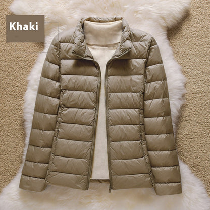 Stand-up Collar Down Short Lightweight And Extra Thick Slim Jacket