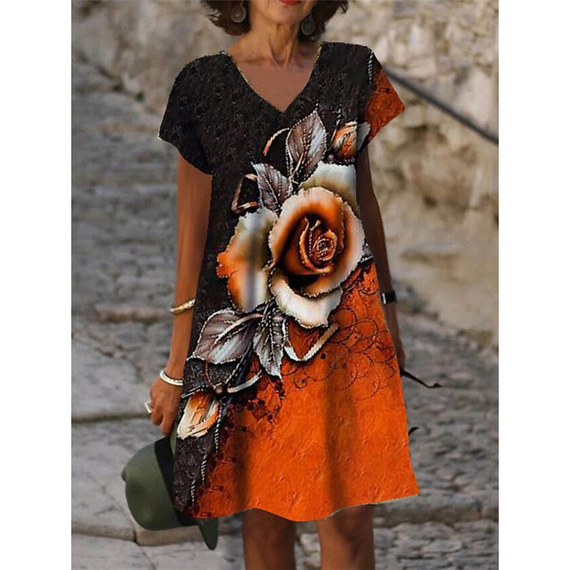 Printed Women's Household Short-sleeved Dress