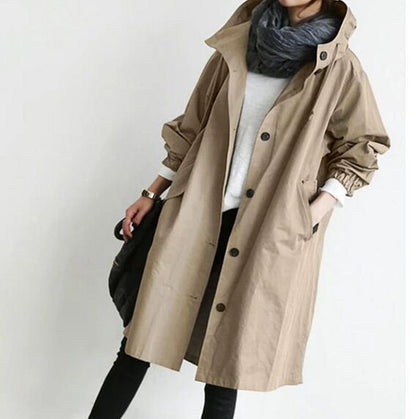 Oversized Women's Mid-Length Loose Windbreaker Jacket