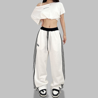 European And American Street Dance Fashion Brand Stitching Waist Pants
