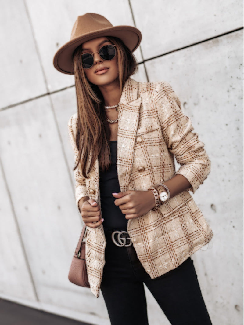 Check Lapel Printed Thin Jacket