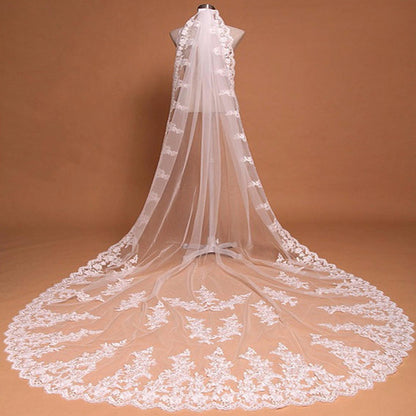 Long tail lace veil