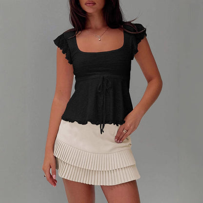 Half Sleeve Short Top Spring Summer Slim-fit