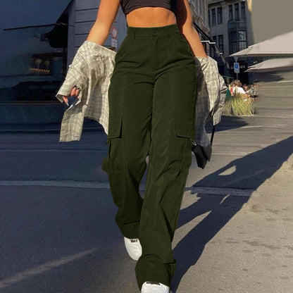 Multi-Pocket Workwear Straight-leg Trousers