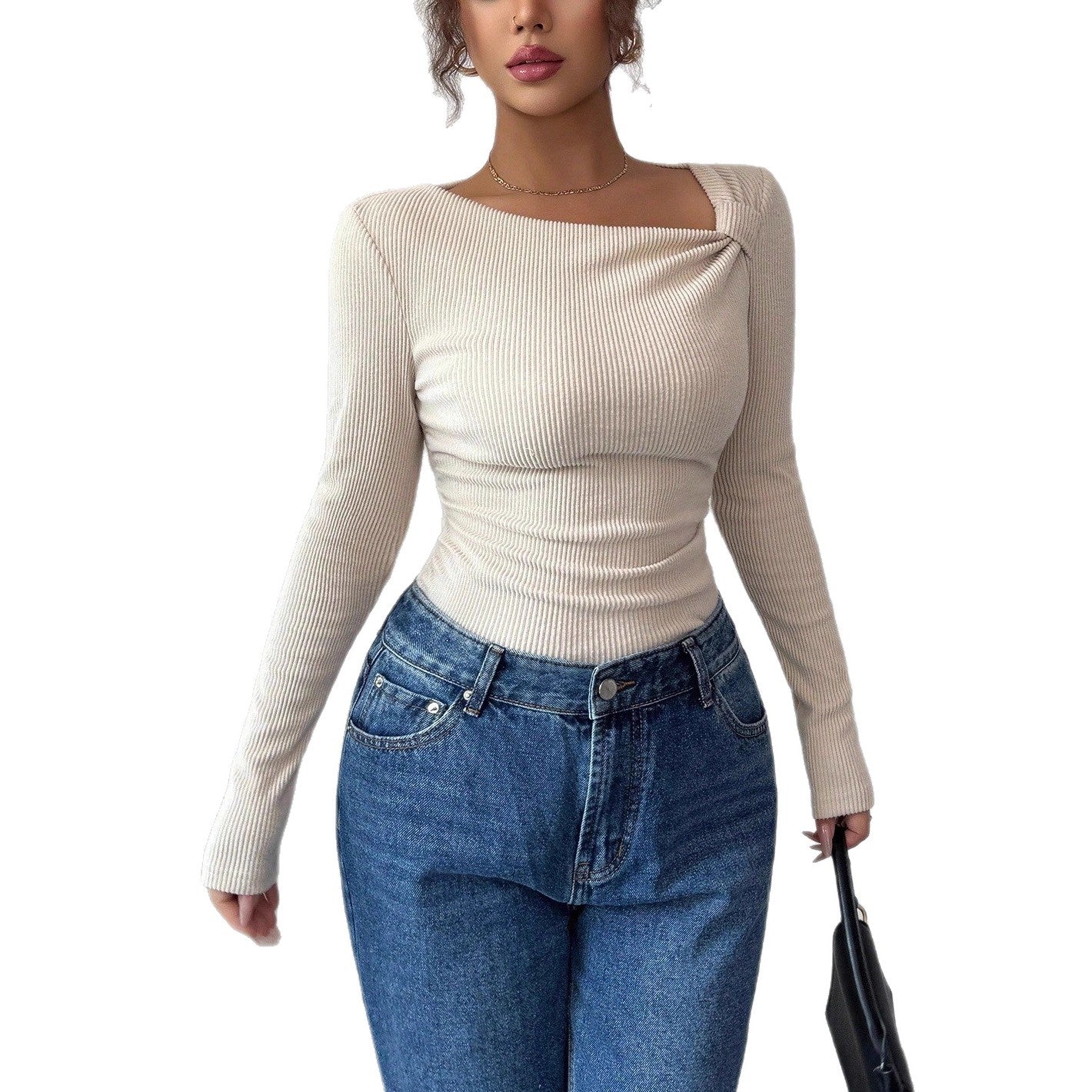 Korean Style Pleating Irregular Design Top