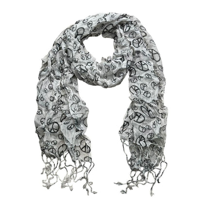 Black & White Print Viscose Scarf - Geometric Pattern Scarf 63inchx22inch