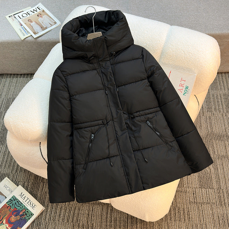 Mid-length Hooded Cotton Coat With Thickening And Slimming Effect