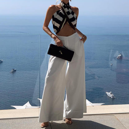 Solid Color Wide-leg Pants