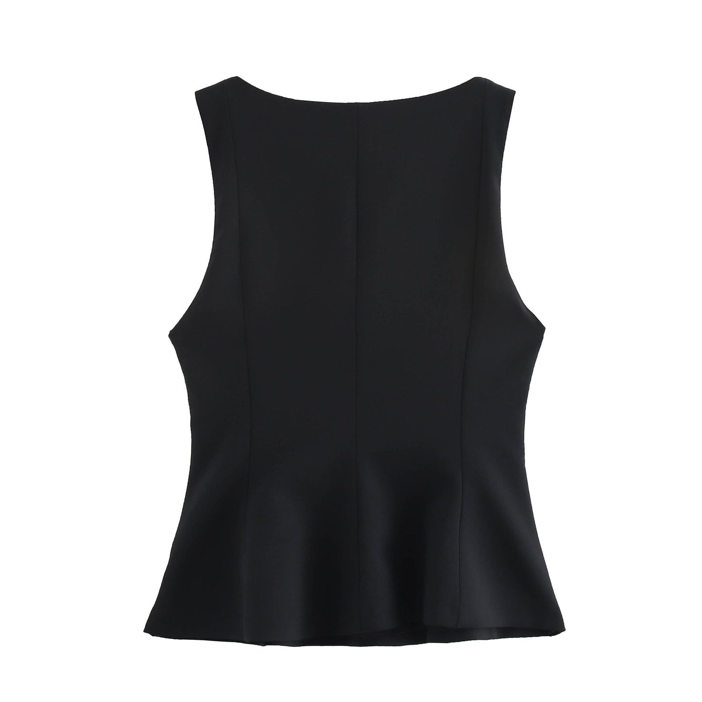 Pleated Slim-fit Square Collar Sleeveless Small Top