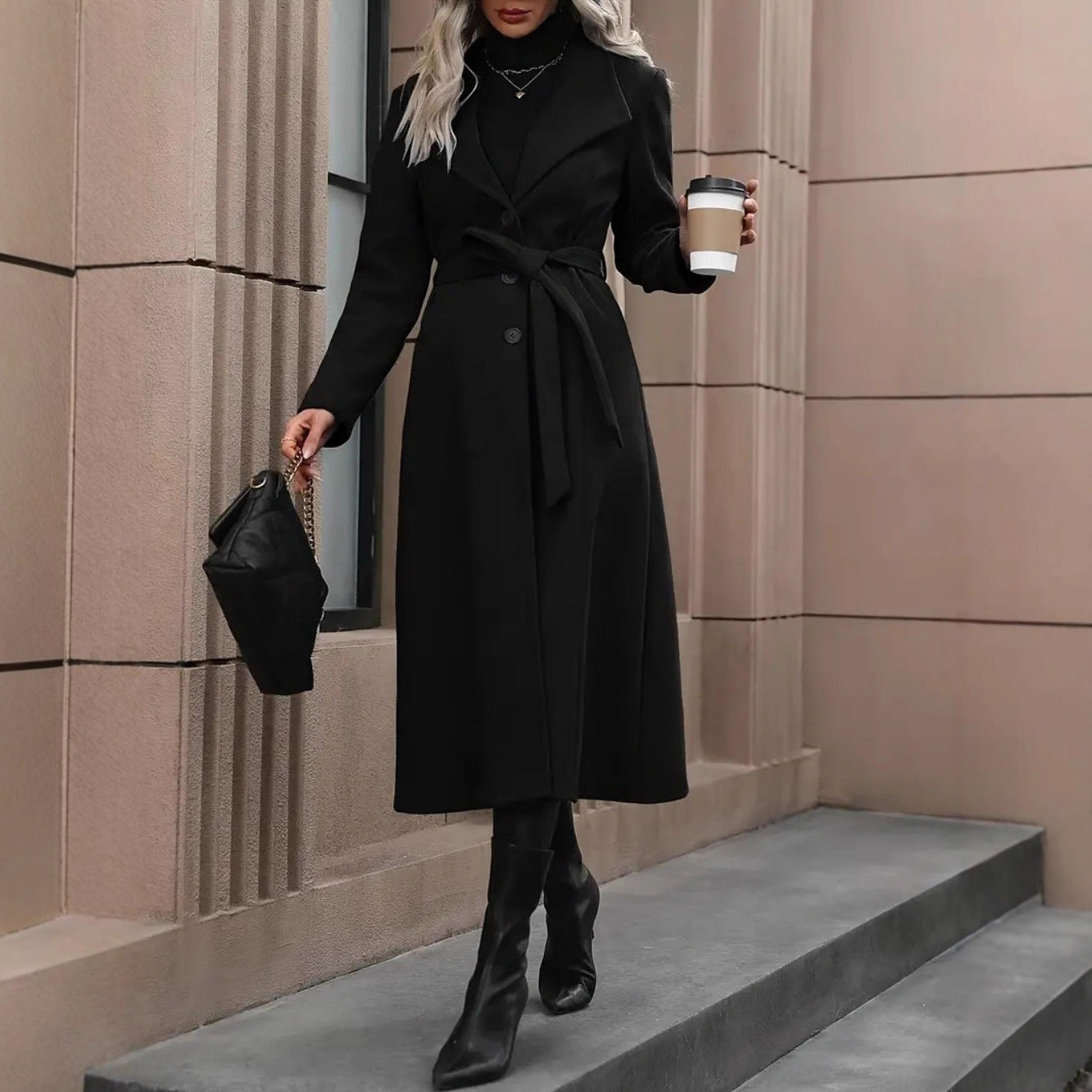 Women's Minimalist Basic Belt King-size Coat