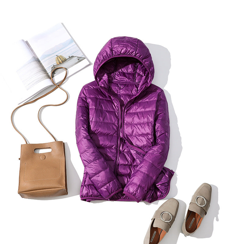 Lightweight Korean casual plus size short hooded jacket
