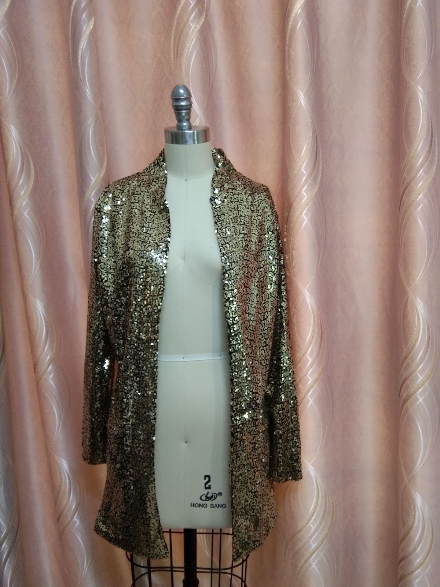 Cardigan Commuter Silver Sequins Loose Small Blazer