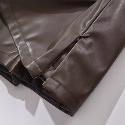 Low Waist Mini Zipper PU Leather Hip Skirt