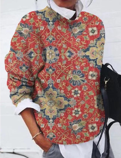 Women's Fashion Flower Printed Loose Top