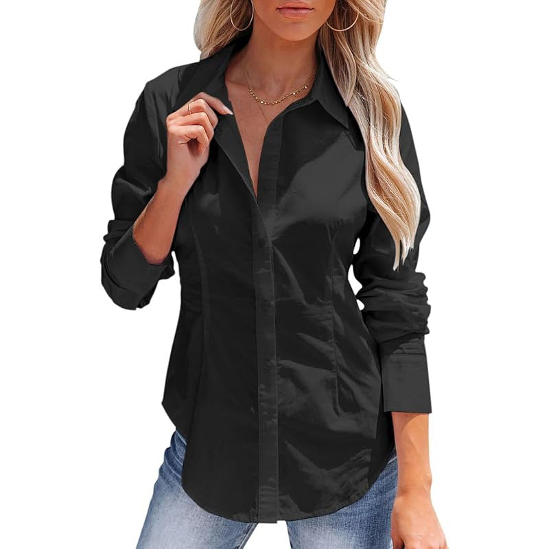 Pure Color All-matching Office Temperament Shirt Top