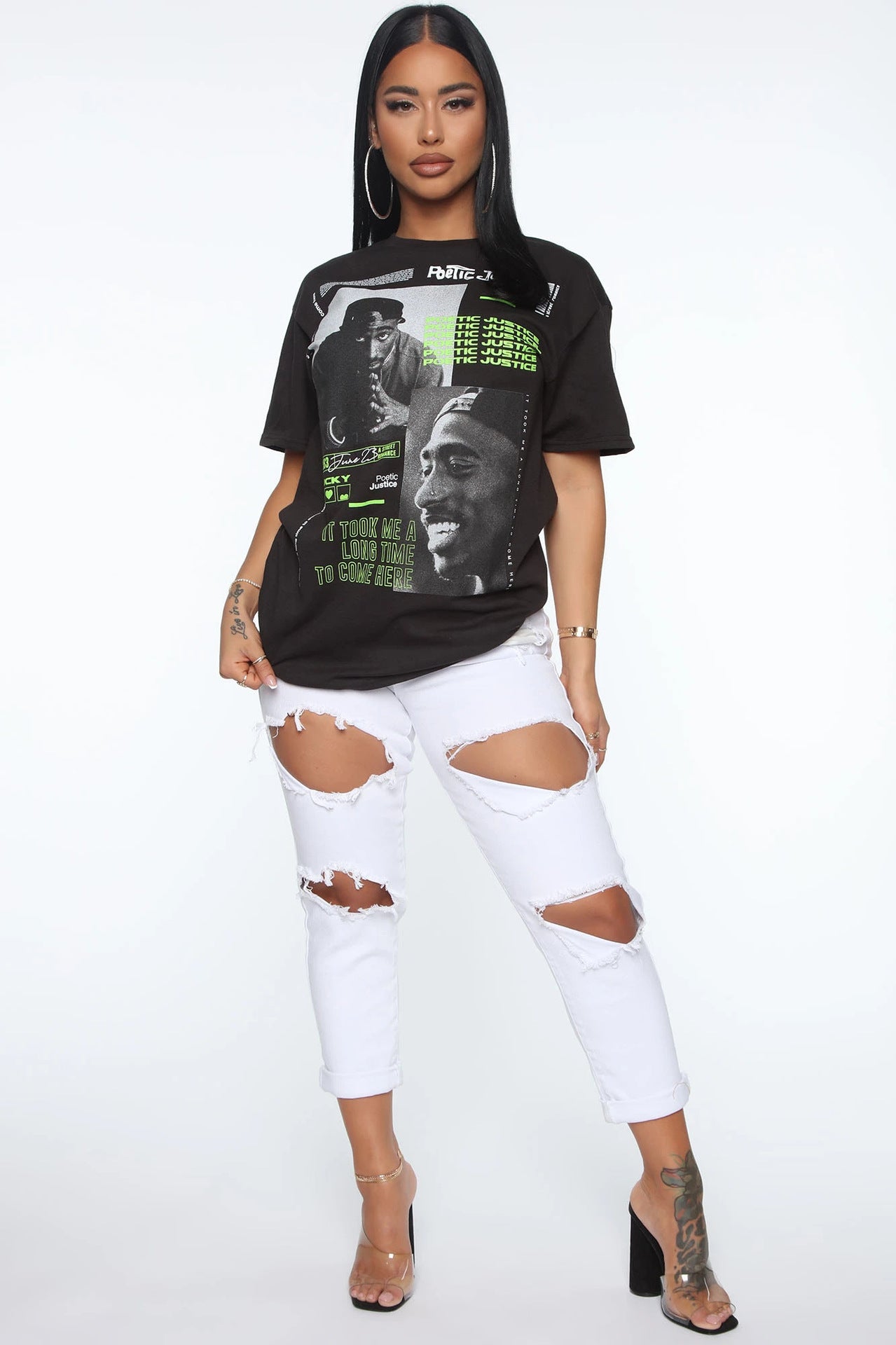 Short sleeve feature print skirt