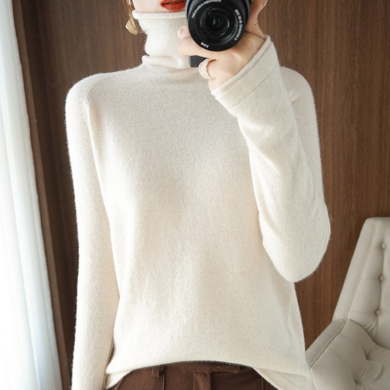 Women's Wool Solid Color Sweater Knitted Bottoming Shirt