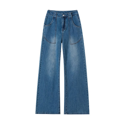 Women's High Waist Straight Jeans Loose Wide Leg