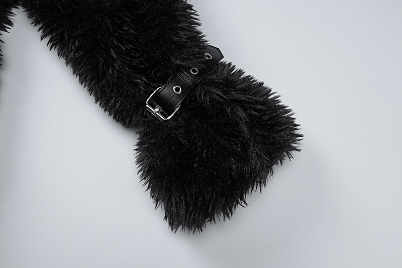 Fluffy Woolen Leather Ring Top Hot Girl Loose