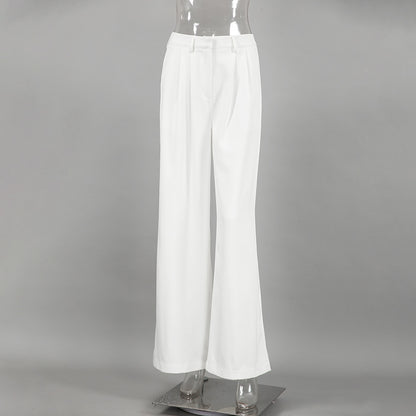 White High-waist Trousers Fashion Loose Casual Pants