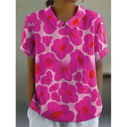 Lapel Short Sleeve Elegant Women