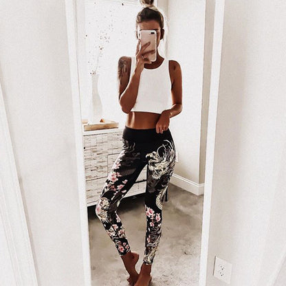Explosive yoga running fitness print leggings slim casual sweatpants