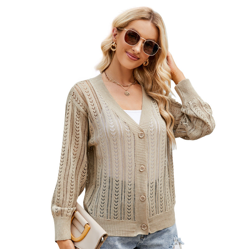 Women's Fashion Versatile V-neck Knitted Sweater