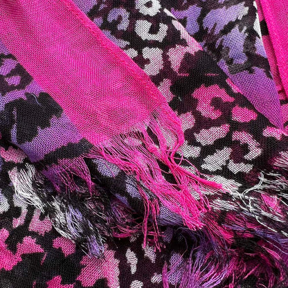 Hot Pink Printed Viscose Scarf - Extra Long Scarf 72inchx22inch