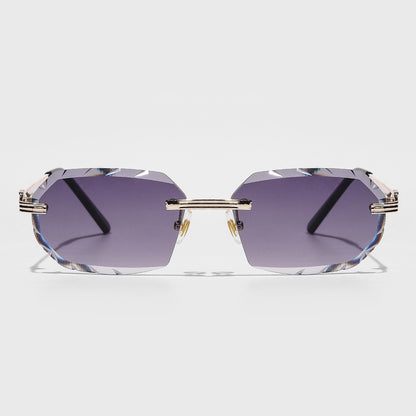 Metal Frameless Diamond Cut Sunglasses
