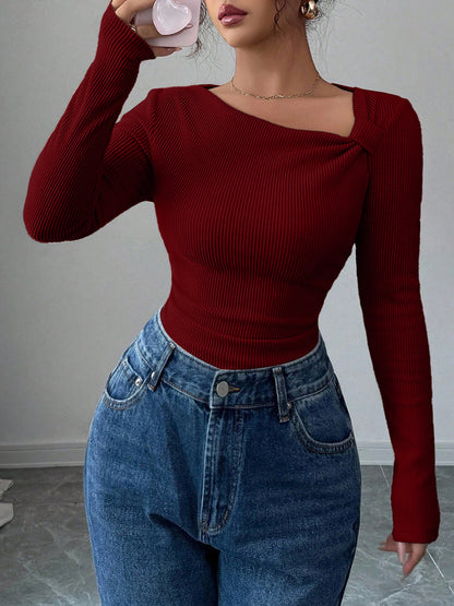 Korean Style Pleating Irregular Design Top