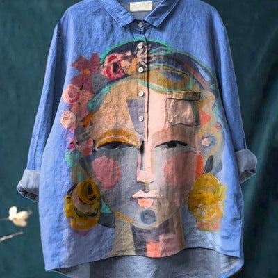 Women's Loose Printed Round Neck Shirt