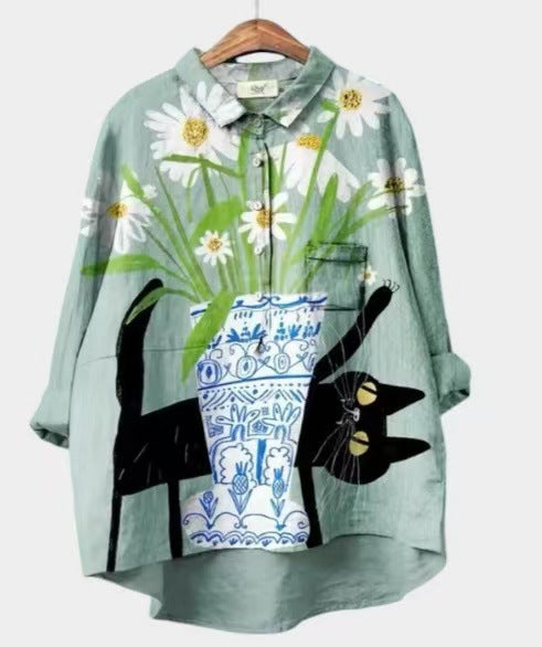 Women's Stretch Print Hawaiian Style Shirt