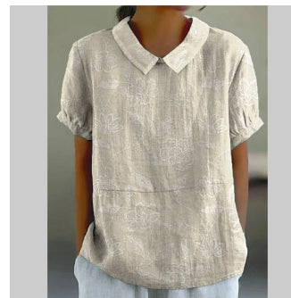 Loose Lapels Shirt Women's Short-sleeved Shirt