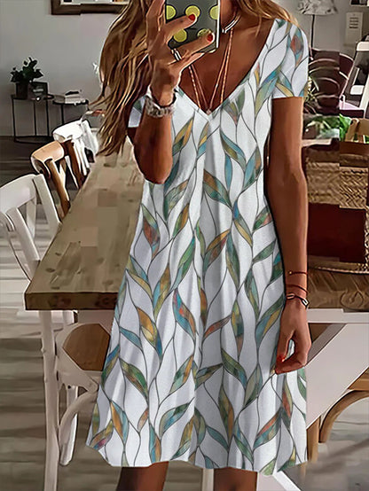 Printed Women's Household Short-sleeved Dress