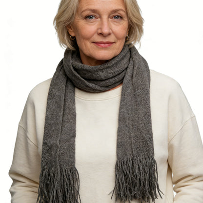 Grey Dyed Acrylic Skinny Scarf - Lightweight Scarf 63inchx8inch