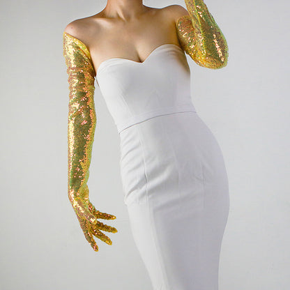 Sequined Sleeve Cover Lace Mesh Specialty